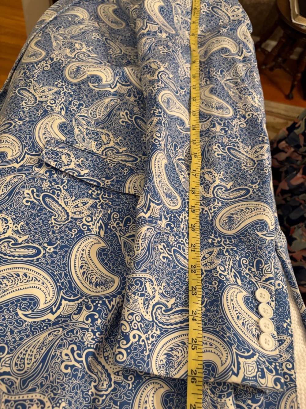 Madison Blue & White Paisley Modern Fit Sport Coat, 46L - Picture 9 of 9